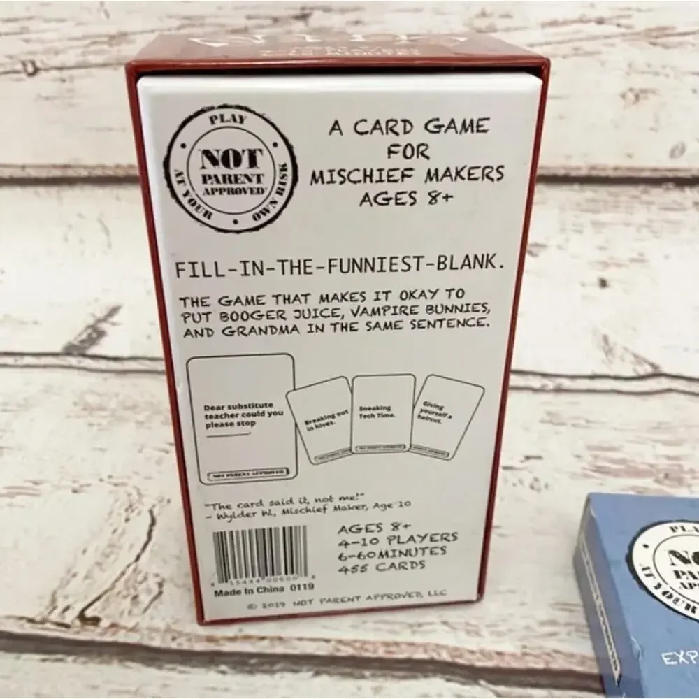 NOT PARENT APPROVED Card Game For Kids And Families Plus Expansion Pack #1